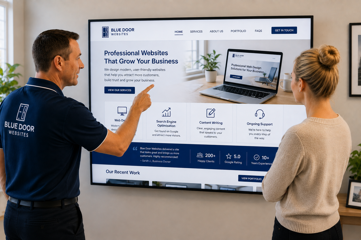 A business website clearly presenting its services and location for search visibility